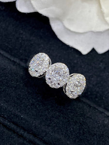 LUOWEND 18K White Gold Real Natural Diamond Ring for Women