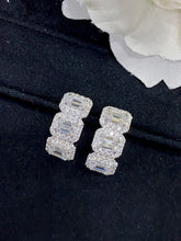 Load image into Gallery viewer, LUOWEND 18K White Gold Real Natural Diamond Hoop Earrings for Women
