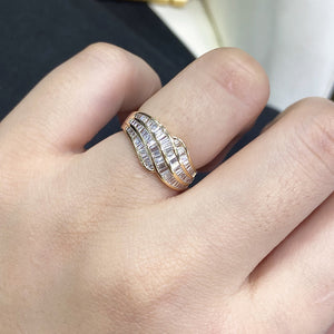 LUOWEND 18K White or Yellow Gold Real Natural Diamond Ring for Women