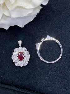 LUOWEND 18K White Gold Real Natural Ruby Gemstone Ring for Women