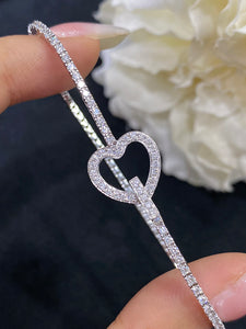 LUOWEND 18K White Gold Real Natural Diamond Bracelet for Women