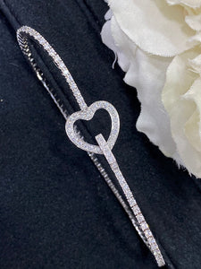 LUOWEND 18K White Gold Real Natural Diamond Bracelet for Women