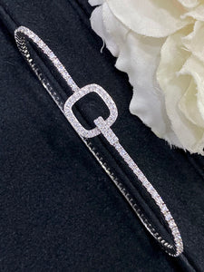 LUOWEND 18K White Gold Real Natural Diamond Bracelet for Women