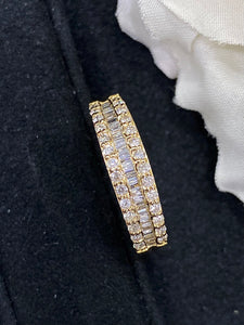 LUOWEND 18K Yellow Gold Real Natural Diamond Ring for Women