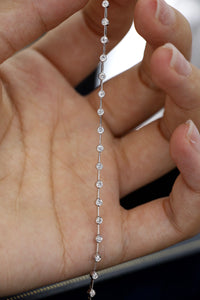 LUOWEND 18K White Gold Real Natural Diamond Bracelet for Women