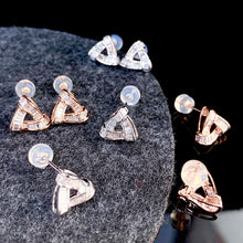 Load image into Gallery viewer, LUOWEND 18K White or Rose Gold Real Natural Diamond Stud Earrings for Women
