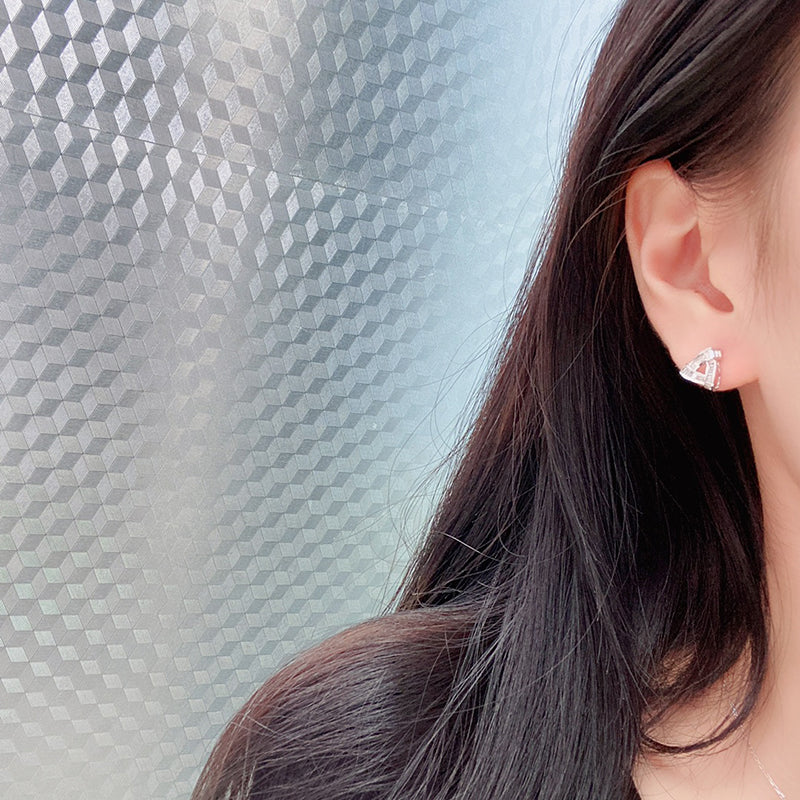 LUOWEND 18K White or Rose Gold Real Natural Diamond Stud Earrings for Women