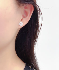 LUOWEND 18K White Gold Real Natural Diamond Stud Earrings for Women