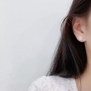 LUOWEND 18K White Gold Real Natural Diamond Stud Earrings for Women