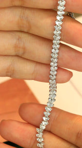 LUOWEND 18K White Gold Real Natural Diamond Bracelet for Women