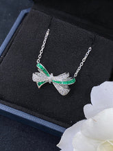 Load image into Gallery viewer, LUOWEND 18K White Gold Real Natural Emerald Gemstone Necklace for Women
