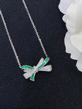 Load image into Gallery viewer, LUOWEND 18K White Gold Real Natural Emerald Gemstone Necklace for Women
