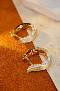 LUOWEND 18K Yellow Gold Real Natural Diamond Hoop Earrings for Women