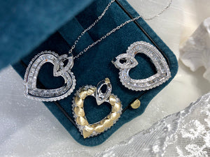LUOWEND 18K White and Yellow Gold Real Natural Diamond Pendant Necklace for Women