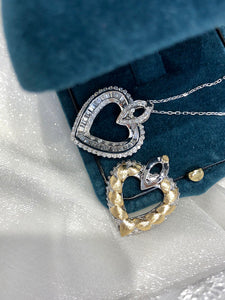LUOWEND 18K White and Yellow Gold Real Natural Diamond Pendant Necklace for Women
