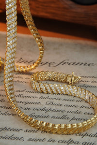 LUOWEND 18K Yellow Gold Real Natural Diamond Necklace for Women