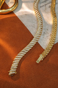 LUOWEND 18K Yellow Gold Real Natural Diamond Necklace for Women
