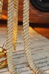 LUOWEND 18K Yellow Gold Real Natural Diamond Necklace for Women