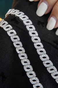 LUOWEND 18K White Gold Real Natural Diamond Bracelet for Women