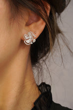 Load image into Gallery viewer, LUOWEND 18K White Gold Real Natural Diamond Stud Earrings for Women
