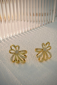 LUOWEND 18K Yellow Gold Real Natural Diamond Stud Earring for Women