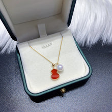 Load image into Gallery viewer, LUOWEND 18K Yellow Gold Natural Pearl Necklace for Women
