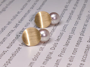 LUOWEND 18K Yellow Gold Akoya Pearl Earrings for Women