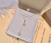 Load image into Gallery viewer, LUOWEND 18K Yellow Gold Natural Freshwater Pearl Necklace for Women
