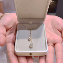 Load image into Gallery viewer, LUOWEND 18K Yellow Gold Natural Freshwater Pearl Necklace for Women
