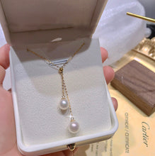 Load image into Gallery viewer, LUOWEND 18K Yellow Gold Natural Freshwater Pearl Necklace for Women
