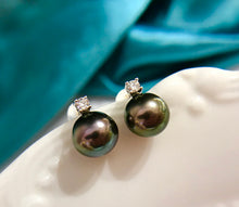 Load image into Gallery viewer, LUOWEND 18K White Gold Real Natural Diamond and Pearl Earrings for Women
