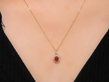 Load image into Gallery viewer, LUOWEND 18K Yellow Gold Real Natural Ruby and Diamond Gemstone Necklace for Women
