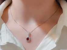 Load image into Gallery viewer, LUOWEND 18K White and Yellow Gold Real Natural Ruby and Diamond Gemstone Necklace for Women

