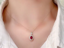 Load image into Gallery viewer, LUOWEND 18K White and Yellow Gold Real Natural Ruby and Diamond Gemstone Necklace for Women
