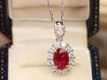 Load image into Gallery viewer, LUOWEND 18K White and Yellow Gold Real Natural Ruby and Diamond Gemstone Necklace for Women
