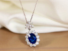 Load image into Gallery viewer, LUOWEND 18K White Gold Real Natural Sapphire and Diamond Gemstone Necklace for Women
