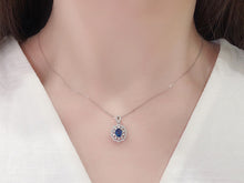 Load image into Gallery viewer, LUOWEND 18K White Gold Real Natural Sapphire and Diamond Gemstone Necklace for Women
