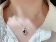 Load image into Gallery viewer, LUOWEND 18K White Gold Real Natural Sapphire and Diamond Gemstone Necklace for Women
