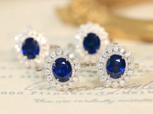 Load image into Gallery viewer, LUOWEND 18K White Gold Real Natural Sapphire and Diamond Gemstone Necklace for Women
