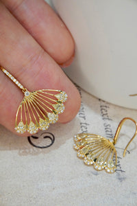 LUOWEND 18K Yellow Gold Real Natural Diamond Drop Earrings for Women