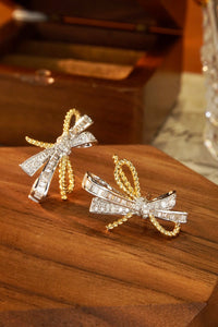 LUOWEND 18K White and Yellow Gold Real Natural Diamond Stud Earrings for Women