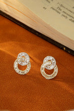 Load image into Gallery viewer, LUOWEND 18K White and Yellow Gold Real Natural Diamond Stud Earrings for Women
