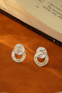 LUOWEND 18K White and Yellow Gold Real Natural Diamond Stud Earrings for Women