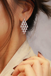 LUOWEND 18K White Gold Real Natural Ruby and Diamond Gemstone Earrings for Women