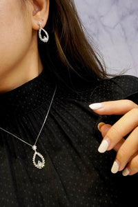 LUOWEND 18K White Gold Real Natural Diamond Earrings for Necklace for Women