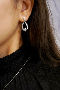 LUOWEND 18K White Gold Real Natural Diamond Earrings for Necklace for Women
