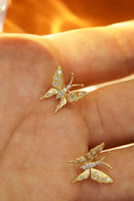 Load image into Gallery viewer, LUOWEND 18K Yellow Gold Real Natural Diamond Stud Earrings for Women
