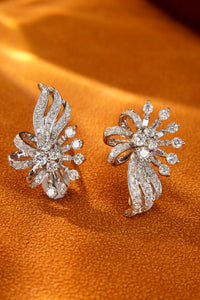 LUOWEND 18K White Gold Real Natural Diamond Stud Earrings for Women