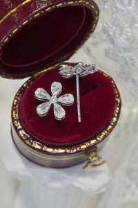 LUOWEND 18K White Gold Real Natural Diamond Stud Earrings for Women