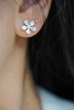 Load image into Gallery viewer, LUOWEND 18K White Gold Real Natural Diamond Stud Earrings for Women
